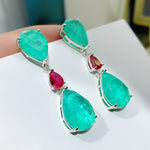 12*44mm GEOMETRY Blue Paraiba Simulant Earring Minimalism Style Glow Ice Blue Color Earring