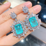 Vivid Blue Paraiba Simulant Chandelier Magnificent Jewelry Set Art Deco Style 